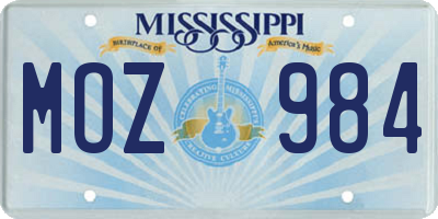 MS license plate MOZ984