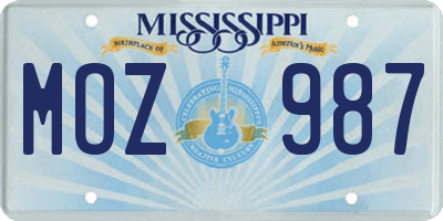 MS license plate MOZ987