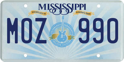 MS license plate MOZ990