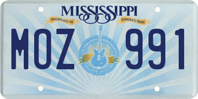 MS license plate MOZ991