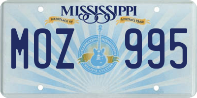 MS license plate MOZ995