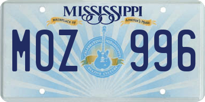 MS license plate MOZ996
