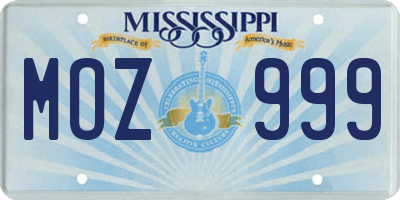 MS license plate MOZ999