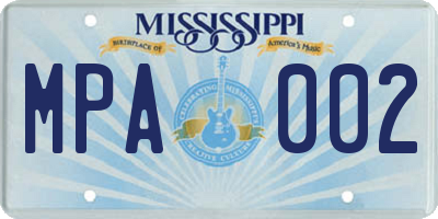MS license plate MPA002