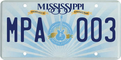 MS license plate MPA003