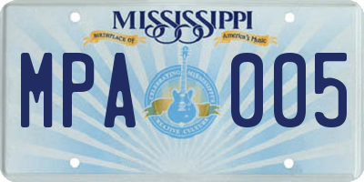 MS license plate MPA005