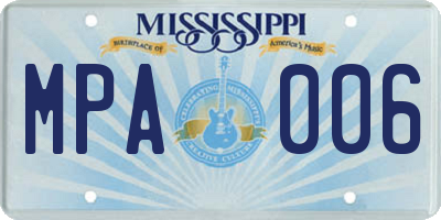 MS license plate MPA006