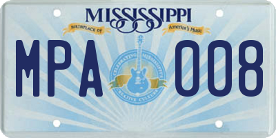 MS license plate MPA008