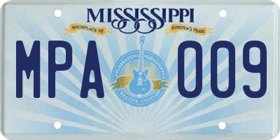 MS license plate MPA009