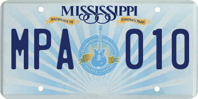 MS license plate MPA010