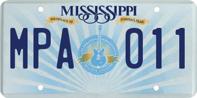 MS license plate MPA011