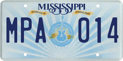 MS license plate MPA014