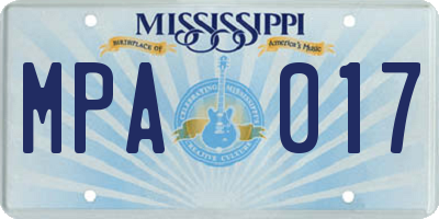 MS license plate MPA017