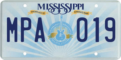 MS license plate MPA019