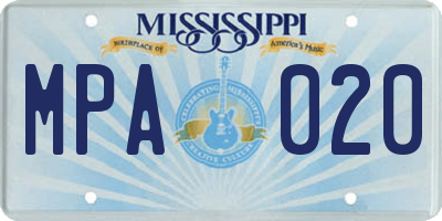 MS license plate MPA020