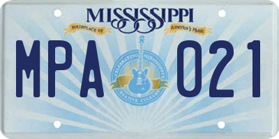 MS license plate MPA021
