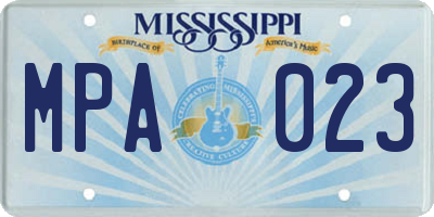 MS license plate MPA023