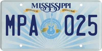 MS license plate MPA025