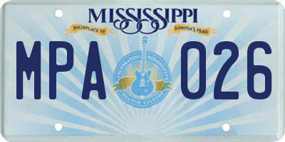 MS license plate MPA026