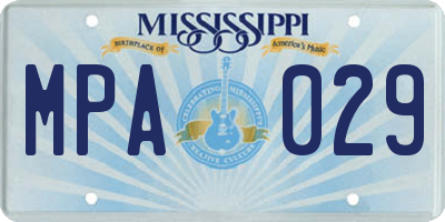 MS license plate MPA029