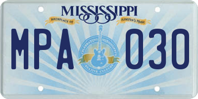 MS license plate MPA030