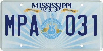 MS license plate MPA031