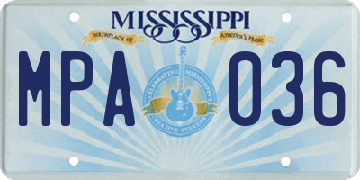 MS license plate MPA036
