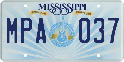 MS license plate MPA037