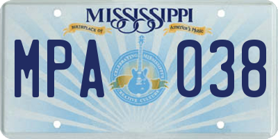 MS license plate MPA038