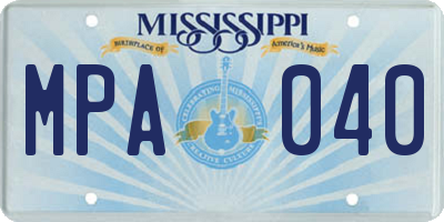 MS license plate MPA040