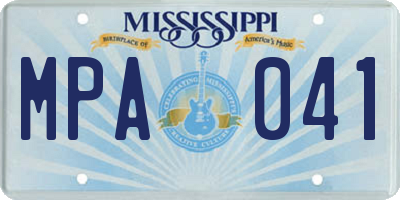 MS license plate MPA041