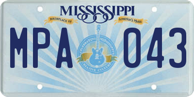 MS license plate MPA043