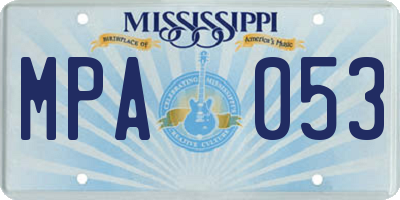 MS license plate MPA053