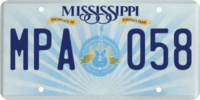 MS license plate MPA058