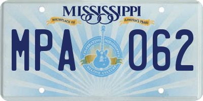 MS license plate MPA062