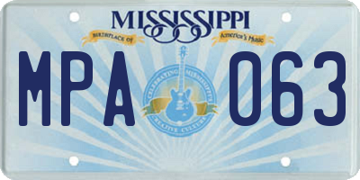 MS license plate MPA063