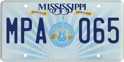 MS license plate MPA065