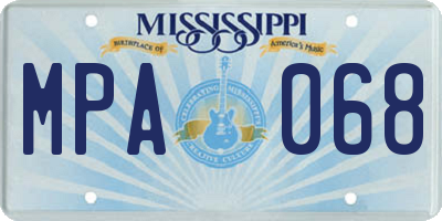 MS license plate MPA068
