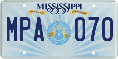 MS license plate MPA070