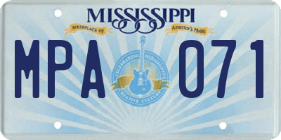 MS license plate MPA071