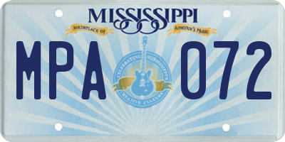 MS license plate MPA072