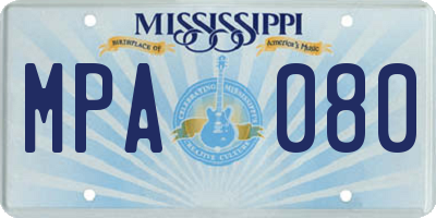 MS license plate MPA080