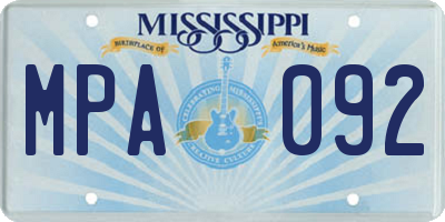 MS license plate MPA092