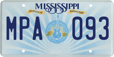 MS license plate MPA093