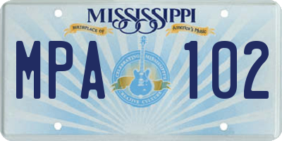 MS license plate MPA102