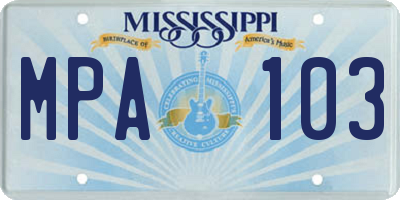 MS license plate MPA103