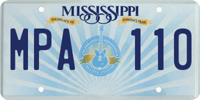 MS license plate MPA110