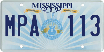 MS license plate MPA113