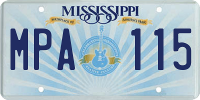 MS license plate MPA115