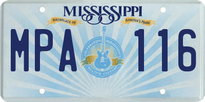 MS license plate MPA116
